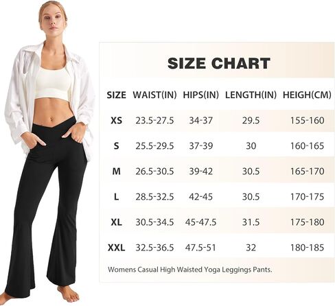 Women's Yoga Pants Flared Leggings V Crossover High Waisted Super Bootcut Pockets Workout Gym Black in Saudi Arabia