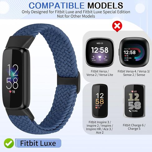 عبوتان من الأربطة المرنة المضفرة المتوافقة مع سوار Fitbit Luxe Band، سوار معصم بديل لحزام النايلون الناعم القابل للتعديل من أجل Fitbit Luxe/Luxe إصدار خاص لتتبع اللياقة البدنية للنساء والرجال in Kuwait