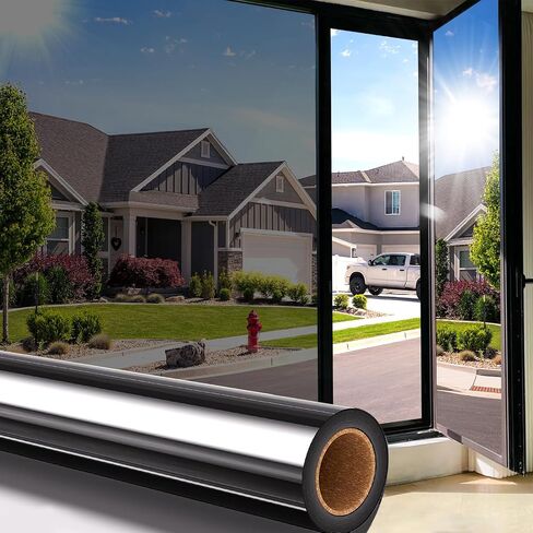 One Way Privacy Window Film - Window Privacy Film See Out Not in Removable Window Tint for Home Reflective Static Cling Window Film Heat Blocking 17.5 Inch X 157 inch in Saudi Arabia