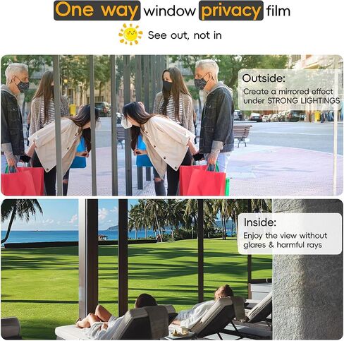 One Way Privacy Window Film - Window Privacy Film See Out Not in Removable Window Tint for Home Reflective Static Cling Window Film Heat Blocking 17.5 Inch X 157 inch in Saudi Arabia