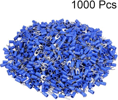 Uxcell 1000 قطعة SV2-4M معزولة شوكة بأسمائها الحقيقية U-نوع سلك موصل كهربائي تجعيد الطرف 16-14AWG أزرق in Saudi Arabia