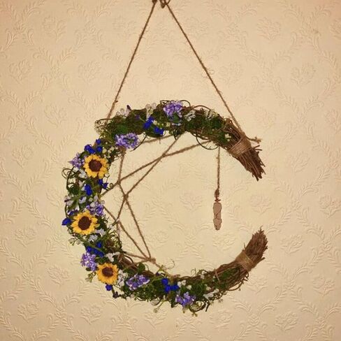 Abaodam 3Pcs Moon Shape DIY Rattan Wreath Grapevine Wreaths for Crafts Handmade DIY Rattans Wreath for Christmas Party Decoration in Saudi Arabia
