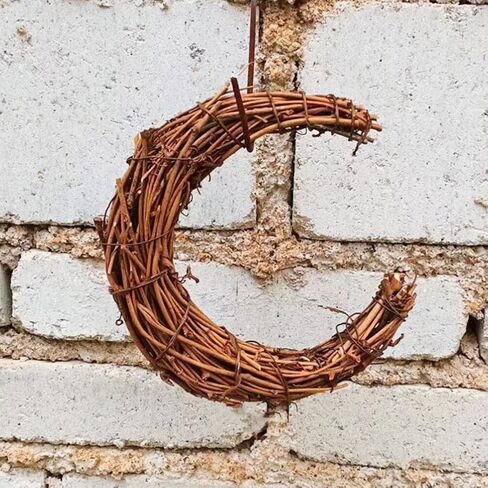 Abaodam 3Pcs Moon Shape DIY Rattan Wreath Grapevine Wreaths for Crafts Handmade DIY Rattans Wreath for Christmas Party Decoration in Saudi Arabia