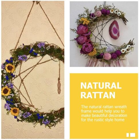 Abaodam 3Pcs Moon Shape DIY Rattan Wreath Grapevine Wreaths for Crafts Handmade DIY Rattans Wreath for Christmas Party Decoration in Saudi Arabia