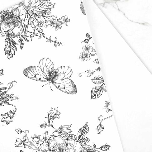 12 Sheets 28 * 20 Inches Blue Floral Wrapping Paper Blue White Vintage Flowers Butterfly Printed Gift Wrap Paper Chinoiserie Art Paper for Birthday Wedding Bridal Shower Tea Party DIY Craft in Saudi Arabia