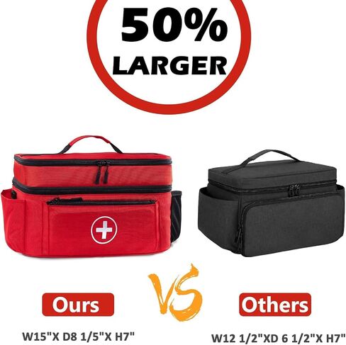 Medicine Organizer and Storage Bag Empty, Family First Aid Box, Pill Bottle Organizer Bag for Emergency Medication, Supplements or Medical Kits, Zippered Medicine Bag for Home and Travel (Red) in Saudi Arabia
