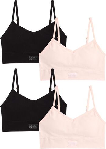 Nicole Miller Girls' Training Bra - 2 Pack/4 Pack Seamless Padded Long Line Cami Bralette - Breathable Bra for Girls (S-XL) in Saudi Arabia