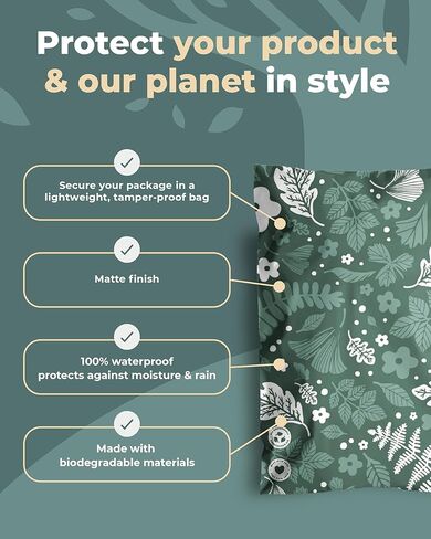 رسائل بريدية قابلة للتحلل البيولوجي من إمباك - 25 قطعة مقاس 14.5 × 19 بوصة - مظاريف شحن ذاتية الغلق ومضادة للعبث للشركات الصغيرة - حقائب بريدية مطبوعة ومقاومة للماء - مقاومة للتمزق والثقب - كاميليا بلوم in Kuwait