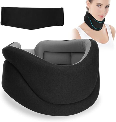 KKUYT دعامة عنق الرحم، طوق عنق الرحم الرغوي لتخفيف آلام الرقبة، دعامات دعم الرقبة تحافظ على ثبات الفقرات ومحاذاة، طوق رقبة عالمي للنساء والرجال، أسود in Kuwait