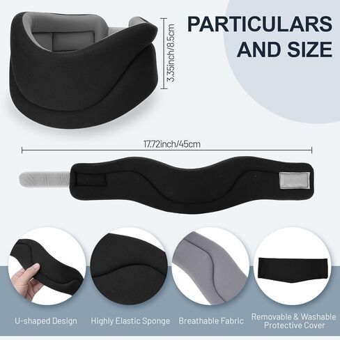 KKUYT دعامة عنق الرحم، طوق عنق الرحم الرغوي لتخفيف آلام الرقبة، دعامات دعم الرقبة تحافظ على ثبات الفقرات ومحاذاة، طوق رقبة عالمي للنساء والرجال، أسود in Kuwait