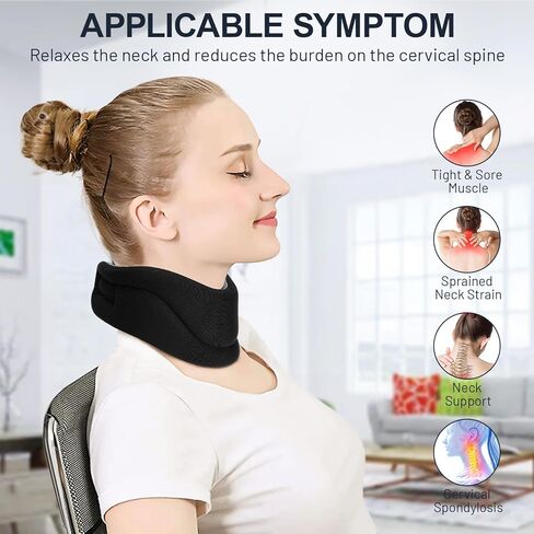 KKUYT دعامة عنق الرحم، طوق عنق الرحم الرغوي لتخفيف آلام الرقبة، دعامات دعم الرقبة تحافظ على ثبات الفقرات ومحاذاة، طوق رقبة عالمي للنساء والرجال، أسود in Kuwait