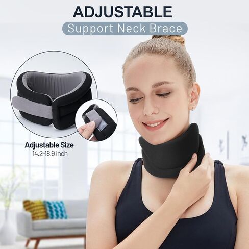 KKUYT دعامة عنق الرحم، طوق عنق الرحم الرغوي لتخفيف آلام الرقبة، دعامات دعم الرقبة تحافظ على ثبات الفقرات ومحاذاة، طوق رقبة عالمي للنساء والرجال، أسود in Kuwait