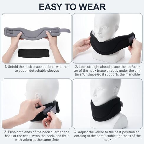 KKUYT دعامة عنق الرحم، طوق عنق الرحم الرغوي لتخفيف آلام الرقبة، دعامات دعم الرقبة تحافظ على ثبات الفقرات ومحاذاة، طوق رقبة عالمي للنساء والرجال، أسود in Kuwait