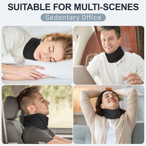 KKUYT دعامة عنق الرحم، طوق عنق الرحم الرغوي لتخفيف آلام الرقبة، دعامات دعم الرقبة تحافظ على ثبات الفقرات ومحاذاة، طوق رقبة عالمي للنساء والرجال، أسود in Kuwait