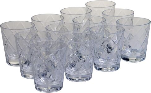 أدوات شرب أكريليك مزدوجة قديمة الطراز معتمدة دوليًا بوزن 15 أونصة (مجموعة من 12 قطعة)، شفافة in Kuwait