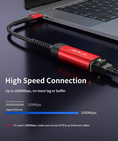 محول JSAUX USB C إلى Ethernet 2.5 جيجا، محول إيثرنت للكمبيوتر المحمول، النوع C (Thunderbolt 4/3) إلى محول شبكة LAN RJ45، محول شبكة 2.5 جيجابت متوافق مع MacBook Air/Pro، Dell XPS، NAS in Saudi Arabia