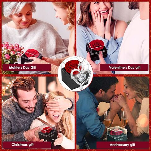 Forever Red Rose Gift Box,Eternal Flower, Preserved Rose, Infinity Real Rose Gift for Girlfriend, Women, Mom, Wife on Christmas, Valentine's Day, Mother's Day, Birthday, Anniversary, Thanksgiving in Saudi Arabia