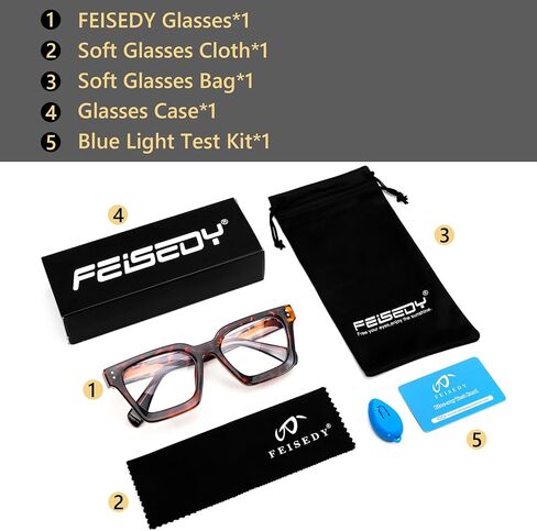 FEISEDY Blue Light Blocking Glasses Women Men Chunky Square Computer Glasses B0101 in Saudi Arabia