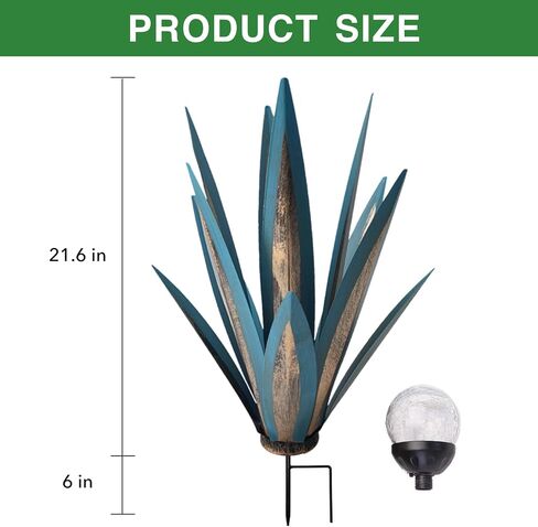 21.65Inches Metal Agave Plants Outdoor Decor - Solar Light Yard Decorations, Rustic Tequila Patio Sculpture Perfect for Outdoor Yard Lawn and Garden Art, Large Metal Cactus Yard Decor(Royal Blue) in Saudi Arabia