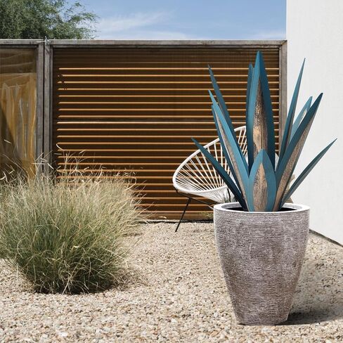 21.65Inches Metal Agave Plants Outdoor Decor - Solar Light Yard Decorations, Rustic Tequila Patio Sculpture Perfect for Outdoor Yard Lawn and Garden Art, Large Metal Cactus Yard Decor(Royal Blue) in Saudi Arabia