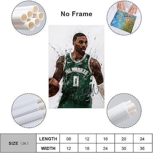 Basketball Star Damian Lillard Watercolor Sports Art Poster Picture Print Modern Family Office Posters. Unframe-style-4, 12x18inch(30x45cm) in Saudi Arabia
