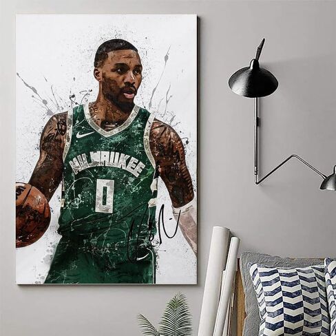 Basketball Star Damian Lillard Watercolor Sports Art Poster Picture Print Modern Family Office Posters. Unframe-style-4, 12x18inch(30x45cm) in Saudi Arabia