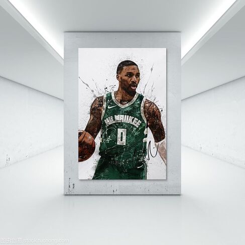 Basketball Star Damian Lillard Watercolor Sports Art Poster Picture Print Modern Family Office Posters. Unframe-style-4, 12x18inch(30x45cm) in Saudi Arabia