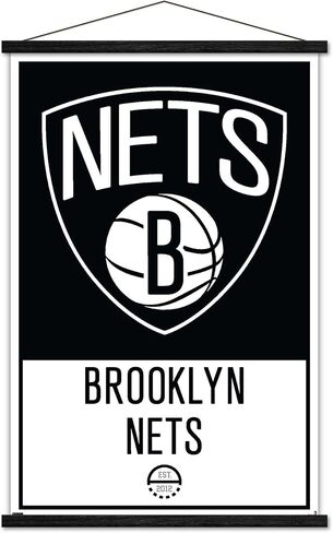 Trends International NBA Brooklyn Nets - Logo 21 Wall Poster, 22.375" x 34", Print and Black Hanger Bundle in Saudi Arabia