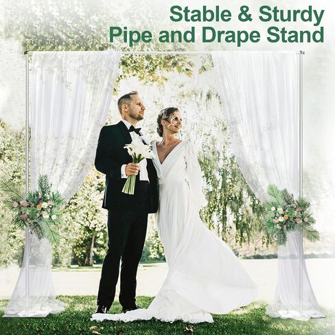 Pipe and Drape Backdrop Stand Kit 10x10ft, Heavy Duty Backdrop Stand, Adjustable Metal Background Stand Backdrop for Parties Wedding Birthday Decoration Photography Photo Booth in Kuwait