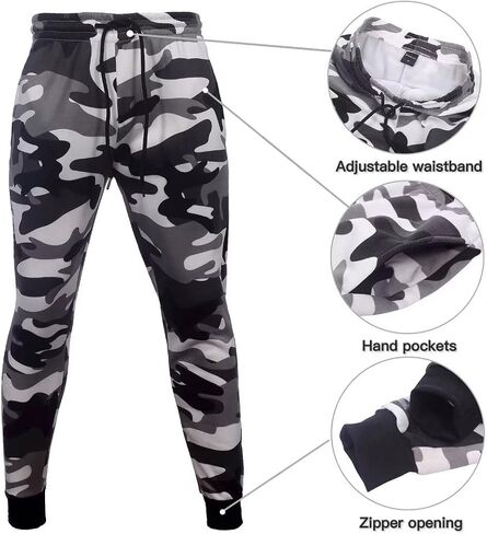 AKsit Men's Sweatsuit 2 Piece Hoodie Tracksuit Set Jogging Suits Outfit Casual Wear Activewear Zip Tracksuit Sports Set City Black Grey Camo M in Saudi Arabia