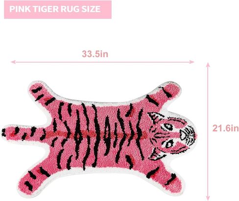 Tiger Shaped Rug Bath Mat Pink Tiger Bathroom Rug Non-Slip Door Mat Animals Printed Area Rug Carpet Small Home Decor Mat Playmat Bathroom Shower Rugs, 33.5x21.6inch in Kuwait