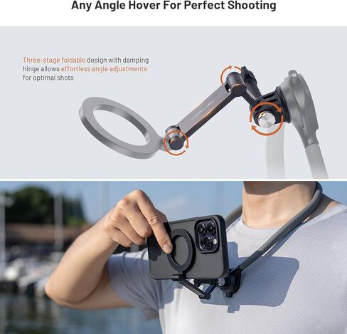 PGYTECH CapLock POV حامل الرقبة لـ DJI OSMO Action 4/3، Gopro Hero 12/11/10، OSMO Pocket 3/2، حامل سيلفي للرقبة للفيديو بدون استخدام اليد مع حزام للجسم in Saudi Arabia