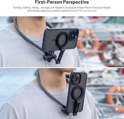 PGYTECH CapLock POV حامل الرقبة لـ DJI OSMO Action 4/3، Gopro Hero 12/11/10، OSMO Pocket 3/2، حامل سيلفي للرقبة للفيديو بدون استخدام اليد مع حزام للجسم in Saudi Arabia