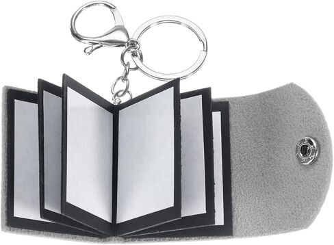 uxcell Custom Keychain with Pictures, Personalized Leather Mini Photo Album Keychain with 10 Pictures DIY Small Memory Keyring Book for Family, Gray in Kuwait