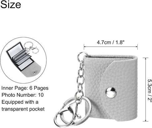 uxcell Custom Keychain with Pictures, Personalized Leather Mini Photo Album Keychain with 10 Pictures DIY Small Memory Keyring Book for Family, Gray in Kuwait