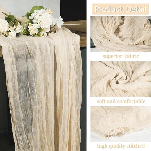 16 Pack Cheesecloth Table Runner, 35x120 Inch Boho Gauze Table Runner, Cheese Cloth Long Table Runner Elegant Table Runner for Party Wedding Bridal Shower Table Decor (Beige) in Kuwait