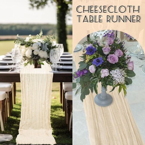 16 Pack Cheesecloth Table Runner, 35x120 Inch Boho Gauze Table Runner, Cheese Cloth Long Table Runner Elegant Table Runner for Party Wedding Bridal Shower Table Decor (Beige) in Kuwait
