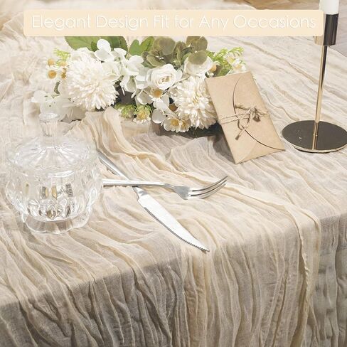 16 Pack Cheesecloth Table Runner, 35x120 Inch Boho Gauze Table Runner, Cheese Cloth Long Table Runner Elegant Table Runner for Party Wedding Bridal Shower Table Decor (Beige) in Kuwait