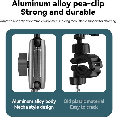 360 Dual Ball Joint Camera Clamp Mount, Bike Bicycle Motorcycle Handlebar Stick Pole Holder Accessories for GoPro 12 11 10 9 8 Insta360 X3 Go3 Ace Pro DJI Action 4 Osmo Pocket 3 in Saudi Arabia