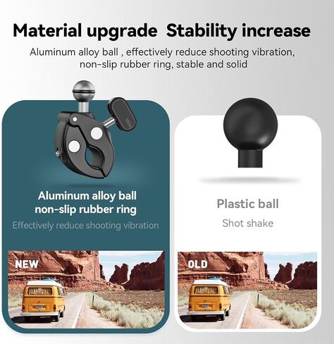 360 Dual Ball Joint Camera Clamp Mount, Bike Bicycle Motorcycle Handlebar Stick Pole Holder Accessories for GoPro 12 11 10 9 8 Insta360 X3 Go3 Ace Pro DJI Action 4 Osmo Pocket 3 in Saudi Arabia