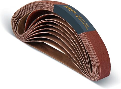 POWERTEC 3 x 18 Inch Sanding Belts, 10 Each of 40/60/80 Grits, 30PK, Aluminum Oxide Belt Sander Sanding Belt Assortment for Portable Belt Sander, Wood & Paint Sanding, Metal Polishing (110804) in Saudi Arabia