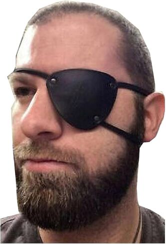 Retro Single Eye Patch - Black Eye Patches - PU Leather Pirate Eye Patch Cover - Adjustable Medieval Steampunk Blindfold for Adults Role Play Costume Accessories, (Left) in Saudi Arabia