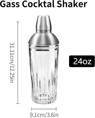 Glass Cocktail Shaker, 24oz Cutting Desgin Glass Shaker - Exquisite Martini Shaker for Elevated Mixology. Perfect for Crafting Artisan Cocktails, Martinis in Saudi Arabia