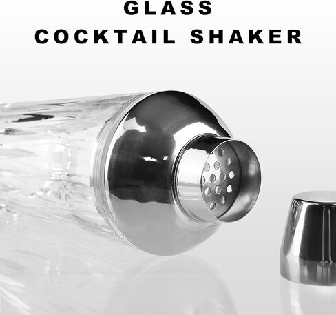 Glass Cocktail Shaker, 24oz Cutting Desgin Glass Shaker - Exquisite Martini Shaker for Elevated Mixology. Perfect for Crafting Artisan Cocktails, Martinis in Saudi Arabia