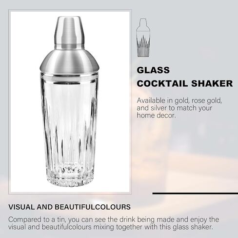 Glass Cocktail Shaker, 24oz Cutting Desgin Glass Shaker - Exquisite Martini Shaker for Elevated Mixology. Perfect for Crafting Artisan Cocktails, Martinis in Saudi Arabia