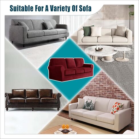 7 Piece Stretch Velvet Ektorp Sofa Covers, for 1 Base Cover, 3 Cushion Couch Cover and 3 Backrest Cover, for Living Room Furniture (Beige,3 Seat 7 PCS) in Saudi Arabia