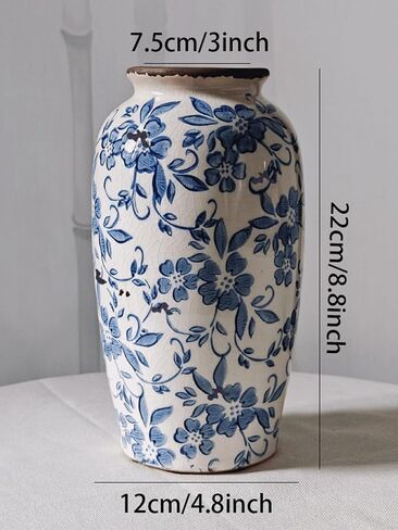 CwlwGO-Vintage Blue and White Porcelain Flower Vase for Home Décor,Large Blue Terracotta Vases,Chinoiserie Floral Vase.(B) in Saudi Arabia