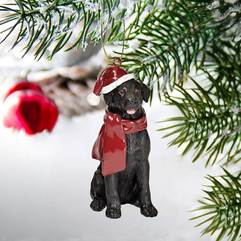Design Toscano Labrador Retriever Holiday Dog Christmas Tree Ornament Xmas Decorations, 3 Inch, Black LAB in Saudi Arabia