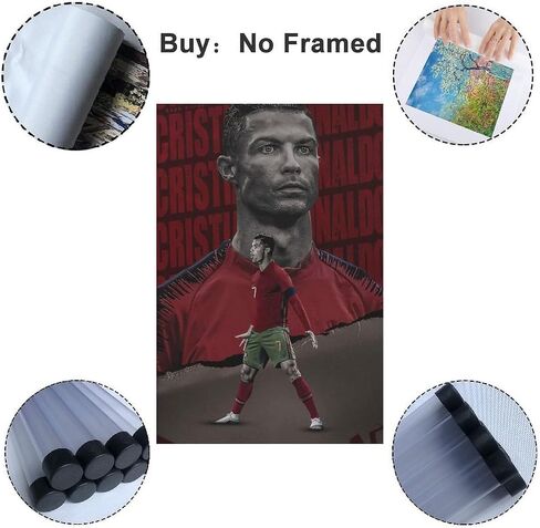 NITDODI Football Stars Cristiano Ronaldo and Lionel Messi Canvas Poster Art Wall Decor (Unframed) 12in×18in(30cm×45cm) (Cristiano Ronaldo) in Saudi Arabia