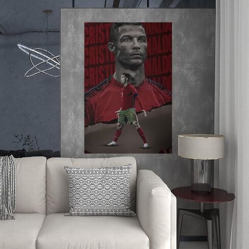 NITDODI Football Stars Cristiano Ronaldo and Lionel Messi Canvas Poster Art Wall Decor (Unframed) 12in×18in(30cm×45cm) (Cristiano Ronaldo) in Saudi Arabia